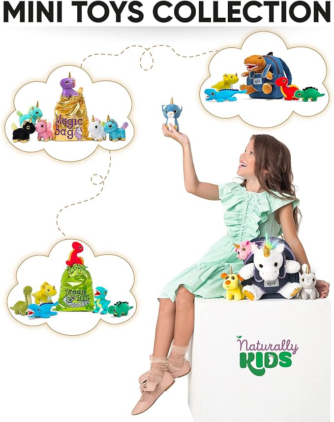 Naturally KIDS Toddler Unicorn Backpack w Plush Unicorn Toys, Gifts for 2-5 Year Old Girls, Toddler Backpack