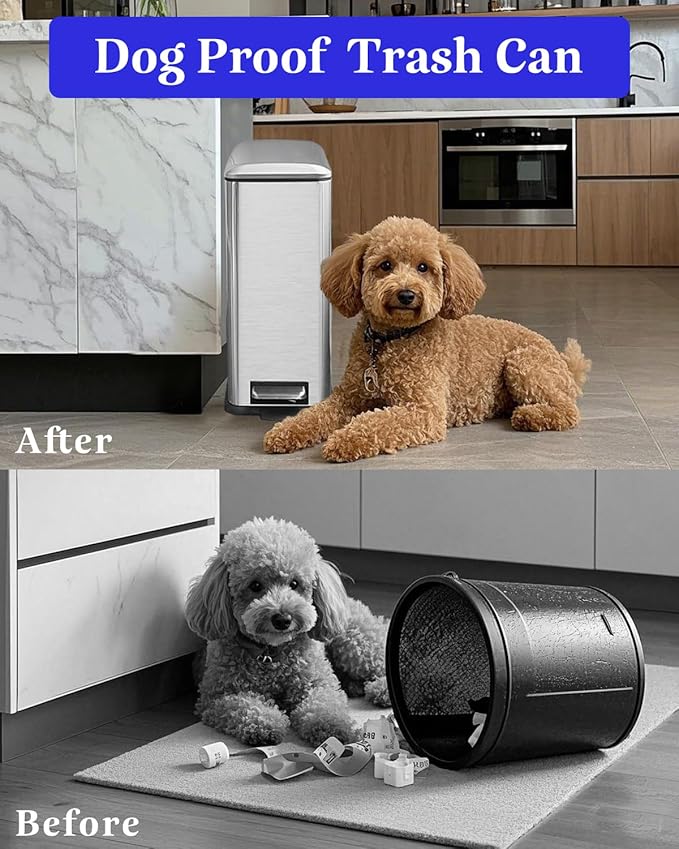 Rubbish Bin with Lid, 10 L, Stainless Steel Waste Bin, Bathroom, Pedal Bin, Stainless Steel for Bathroom, Bedroom and Office