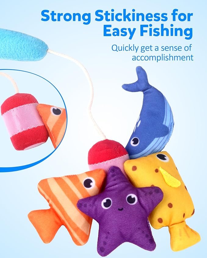 Coogam Montessori Toys for 1 2 3 Year Old, Cloth Fishing Game for Toddlers Gift, Color Sorting & Shape Learning Toys 6-12-18 Months, Toy for 1 Year Old Baby Birthday