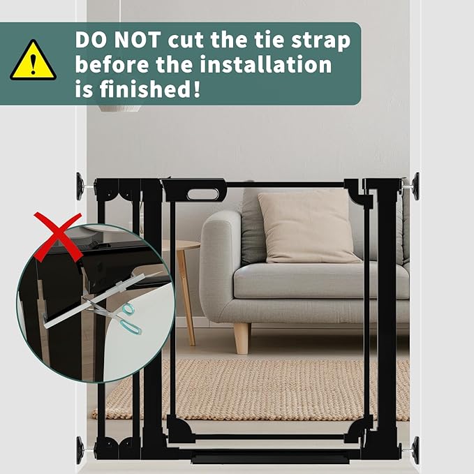 Clear Baby Gate for Stairs,57.87-66.14" Wide, Auto Close Acrylic Pet Gate, Pressure Mounted Clear Dog gate for Doorways, Safety Baby Gate, Indoor, Hallway, Kitchen,Black