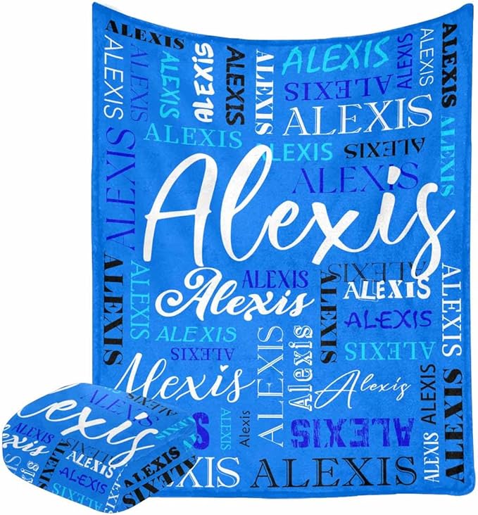 M YESCUSTOM Custom Name Blankets for Boys Girls, Personalized Baby Blankets for Kids Adult Toddler Customized Soft Throw Blanket Birthday Christmas Valentines Day Blue