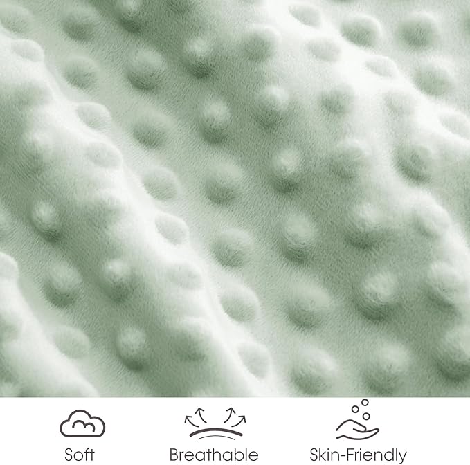 david's kids Micro Fleece Minky Baby Throw Blanket for Girls with Double Layer and Soothing Raised Dots, 50x60 Inches Breathable and Soft Lightweight Receiving Blanket for Newborns Sage Green