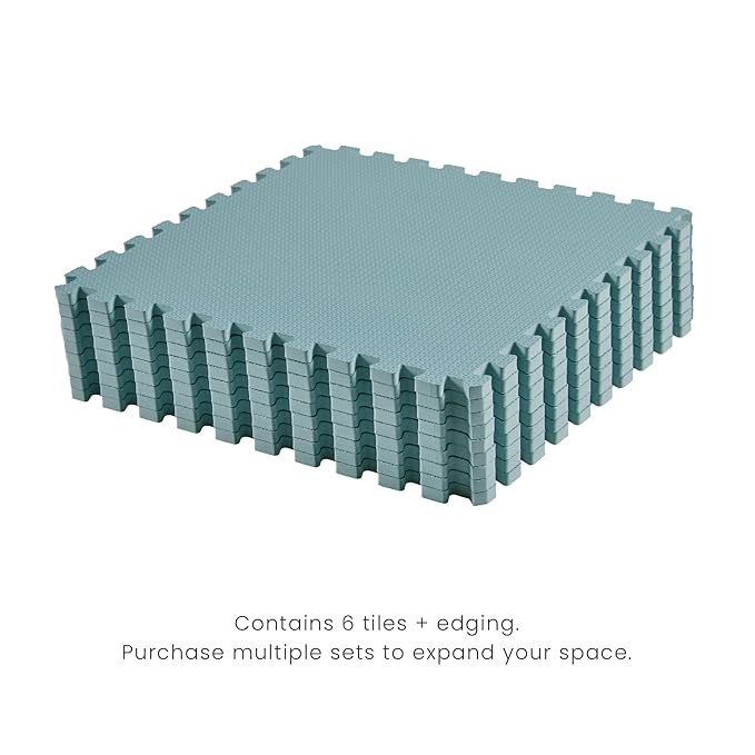 Toddlekind Solid Color Foam Play Mat 4x4 Baby Playmat. Stylish, Non-Toxic, Odorless, Plain Design Puzzle Play Mat 0m+ Mineral (Blue/Green)