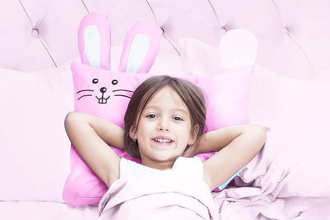 kinder Fluff Kids Pillow & Pillowcase Set - 233T Cotton Pillow Covers & Down Alternative Pillow Fill - Hypoallergenic Kids Pillows for Small Children - Children & Travel Pillows Kid - 13x18in Pink