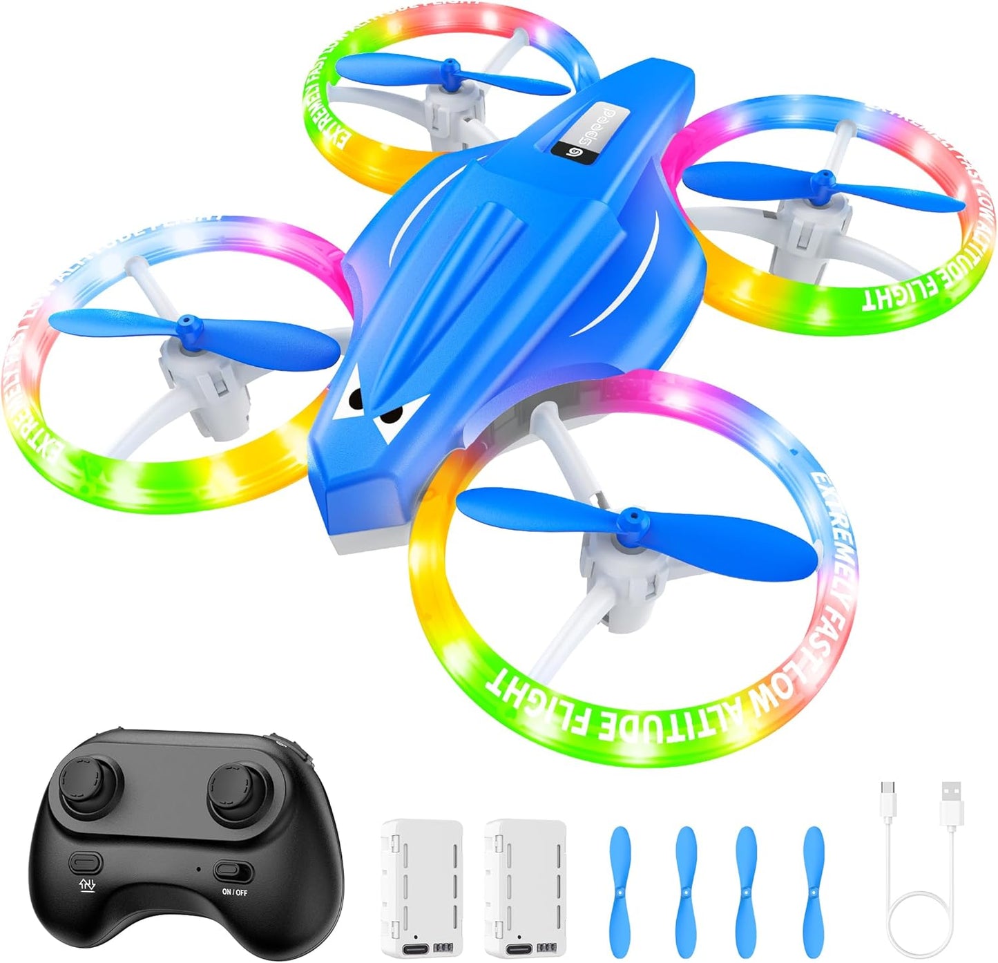 Drones for Kids With Cool Light, Kids Drone with 3D Flip, Altitude-Hold, Self-Rotation, Headless Mode, 3 Speed Modes, One-Click Take-off/Landing, Mini Drone for Christmas, Beginners, Indoor