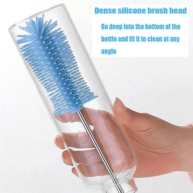 Silicone Bottle Brush Semi-Automatic Bottle Cleaner Brush for Baby, Sports, Vase, Glassware, and Smaller Diameter Openings