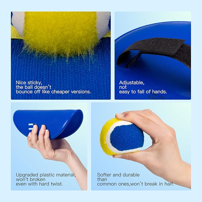 EVERICH Upgraded Toss and Catch Ball Game Set - Indoor and Outdoor Games for Kids 3-12, Beach Sand Pool Water Toy Includes 2 Paddles 2 Sticky Balls, Great Birthday Easter Gifts for Boys Girls