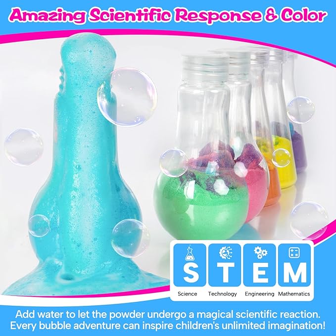 Bath Bomb Potion for Toddlers & Kids, 6-Pack Non-Toxic - Colorful Fizzy Fun - Interactive Bubble Bath Toy, Fun Science Bath Toys with a Colorful Foams & Bubbles Eruption
