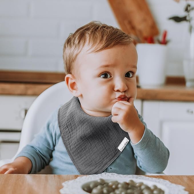 Muslin Baby Bibs for Boys Girls,10 Pack Super Absorbent Baby Bandana Drool Bibs Set for Teething and Drooling,100% Cotton Soft for Infant,Newborn