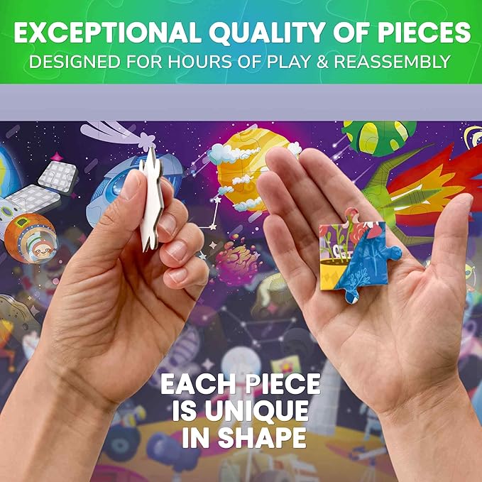 QUOKKA 4x100 Piece Puzzles for Kids Ages 6-8 – Glow-in-The-Dark Puzzles for Kids 8-10 – Space, Dinosaurs, Animals – Fun Educational Puzzle for Boys & Girls – Learning Games & Space Toys Gift for Kid