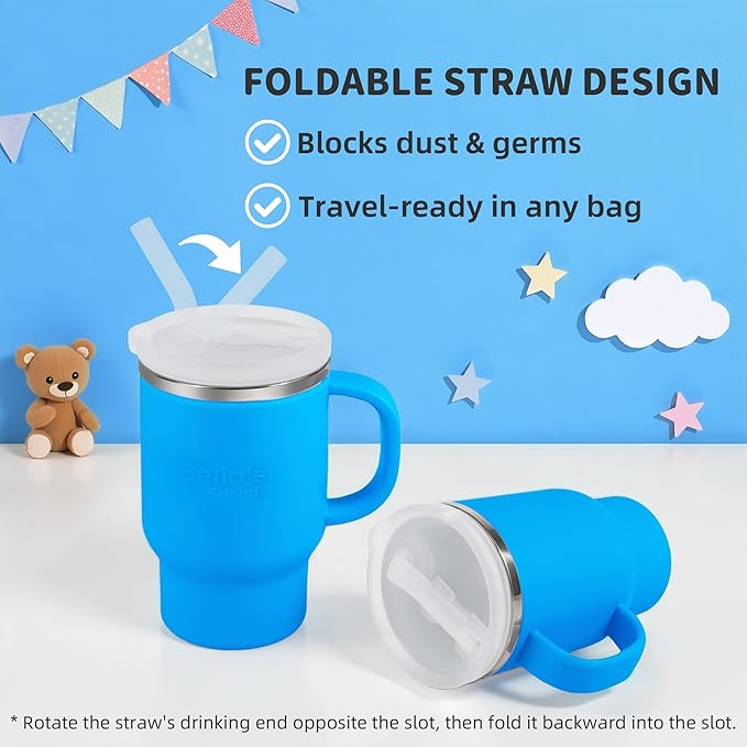 Bella's Friends Handy Mini Tumbler – Adorable 9 oz Sippy Cup for Toddlers 1-3 years old, Flexible Straw, Stainless Interior & Silicone Body, Leak‑Proof, Dishwasher Safe, Ideal for Travel or At Home