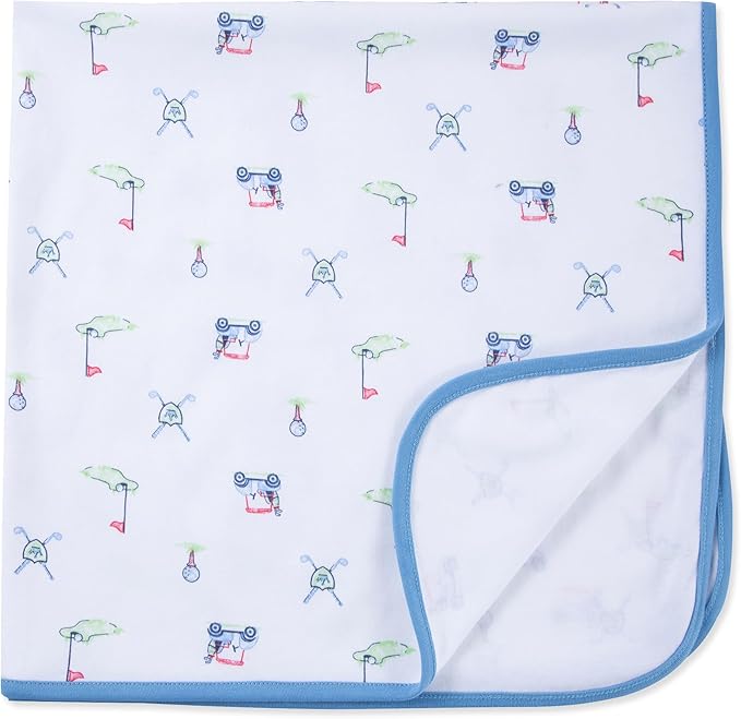 Little Me Blankets for Baby Boys' Swaddling Receiving Blanket, Blue Golf Club, 30 x 27 Inches