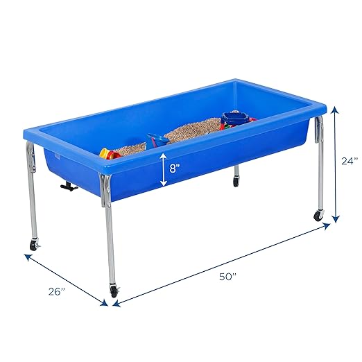 Children's Factory 24" Large Sensory Table, Sandbox with Lid, Water Table for Kids, Blue