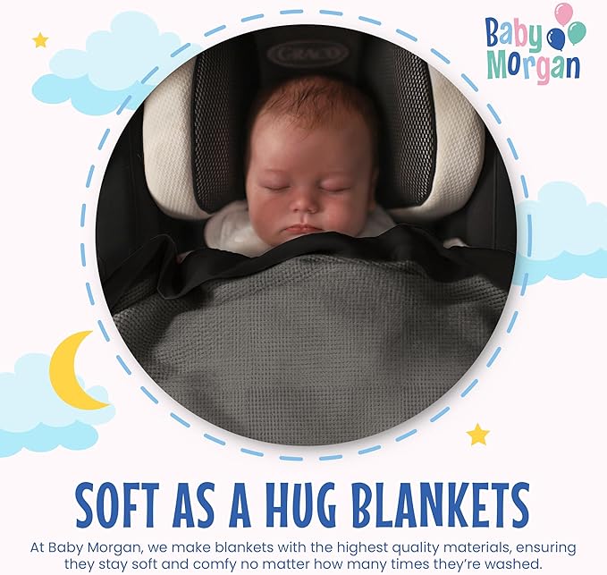 Thermal Waffle Knit Baby Blanket - Soft Breathable Mini Blanket for Newborns and Infants - Toddler Blankey for Strollers, Travel, Naptime, Nursery and More - 18" x 20" (Gray, Nylon Trim)