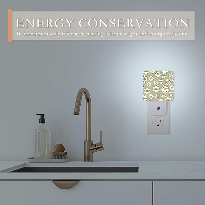 Night Light Plug into Wall,Vintage Daisy Night Light with Dusk to Dawn Sensor Night Light for Kid Girls Boys Women Men Room Decor, Hallway, Kitchen, Bathroom, Nursery, Stairs
