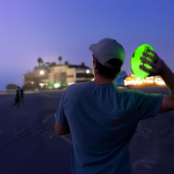 LIGHTRO - Soft Foam Glow in The Dark Football - 8" Youth Size - Super Bright LEDs - Batteries Included - LED Football - for Kids 6 7 8 9 10 11 12 - Light Up Gift for Birthdays - Kids & Boys