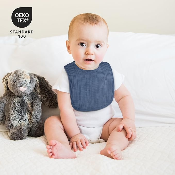 Muslin Baby Drool Bibs for Unisex Boys Girls, 6 Pack Soft Cotton Baby Bib for Teething Drooling, Essentials Shower Gift (6, Yellow)