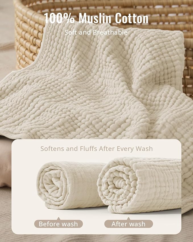 Blissful Diary Muslin Baby Hooded Towel 2 Pack, Soft & Absorbent Bath Towel for Infant, Toddler, Unisex, Baby Gift, Newborn Essentials, Bear & Duck