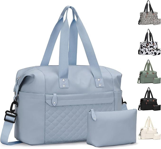 Travel Duffle Bag, Waterproof Weekender Overnight Hospital Bags for Women Men with Toiletry Bag Lightweight Carry on Personal Item Duffle Gym Bag for Travel, Airplanes, Sports