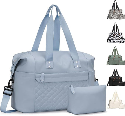 Travel Duffle Bag, Waterproof Weekender Overnight Hospital Bags for Women Men with Toiletry Bag Lightweight Carry on Personal Item Duffle Gym Bag for Travel, Airplanes, Sports