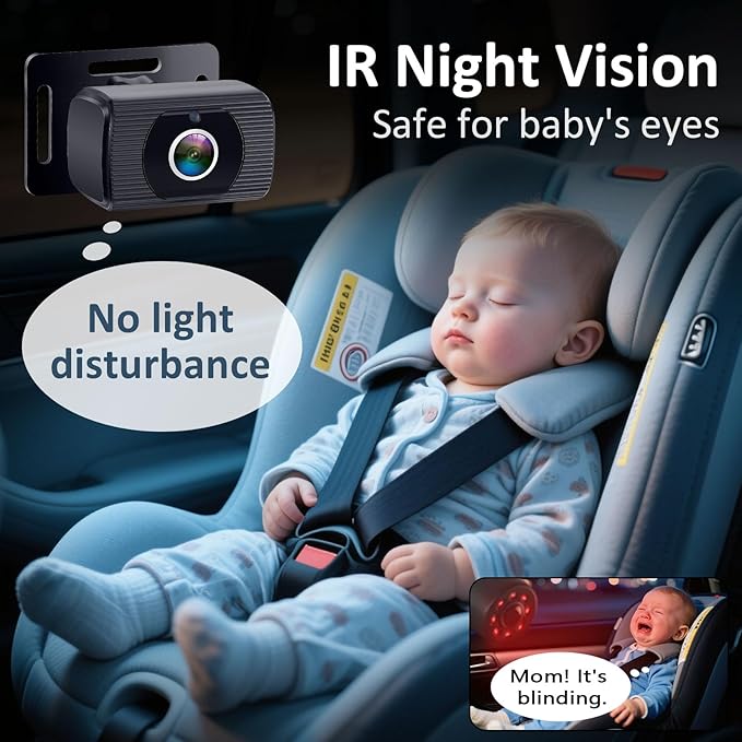 2-Kids Baby Car Camera for Seat: 6.9 Inch Ultrawide Display with Two Cameras Rear Facing - USB Powered Backseat Camera HD 1080P Easy to Install