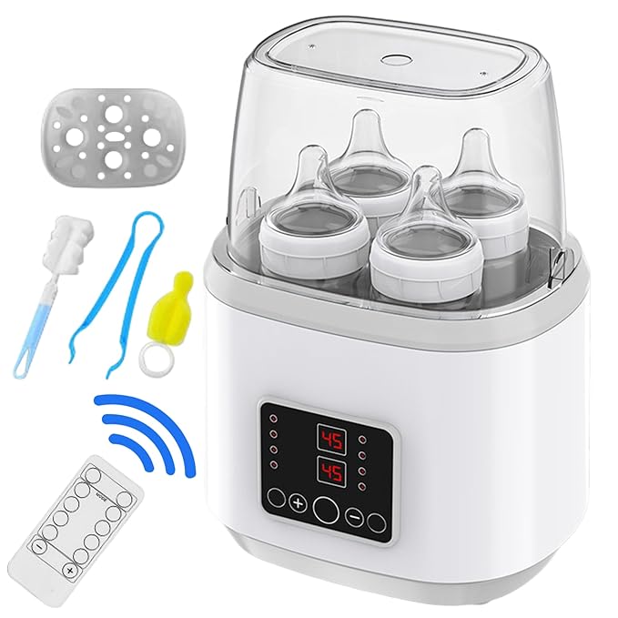Baby Bottle Warmer ＆ Steriliser Temperature Adjustable Portable Bottle Warmer Remote Control Baby Food Heater with LCD Display for Breastmilk or Formula, Grey, Xmas Decorations