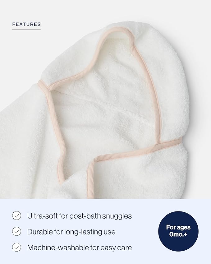 Lalo The Hooded Towel - 100% Organic Cotton, Soft on Sensitive Skin, Cozy & Absorbent, Machine Washable Baby Hooded Bath Towel - Grapefruit