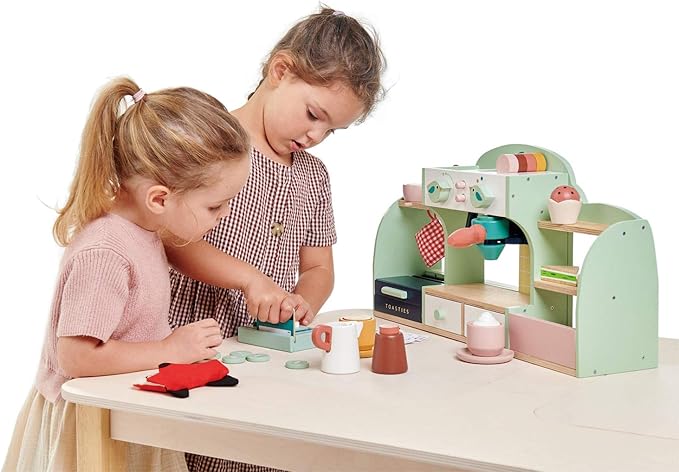 Tender Leaf Toys - Bird's Nest Café - 40 Pcs One-Stop Pretend Play Coffee Shop for Kids, Bakery and Cafe Set with Accessories - Promote Imaginative and Social Skills Development - Age 3+