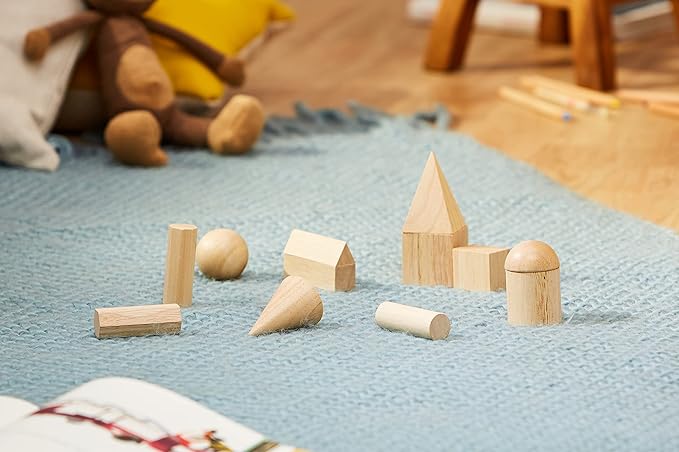 Learning Resources Geometric Solids, Wooden Shapes, Set of 12 Geometric Shapes, Ages 6+