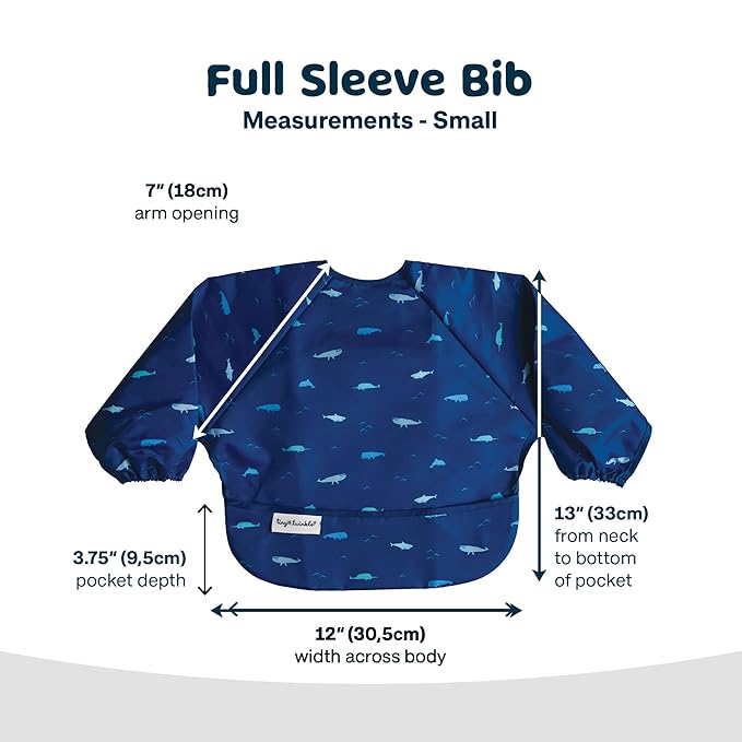 Tiny Twinkle Long Sleeve Bib for Babies & Toddlers – Waterproof Smock Bib for Eating – Machine Washable & Mess-Proof, Baby Feeding Essential & Shower Must-Have(Ocean Life, 6–24M)