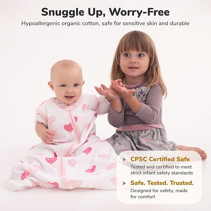 Mama Cheetah Baby Sleep Sack 2.5 TOG, Organic Cotton Baby Wearable Blanket with Two-Way Zipper, Swaddle Transition Baby Sleeping Bag for Newborn Infant Toddler Boy Girl, 12-18 Months