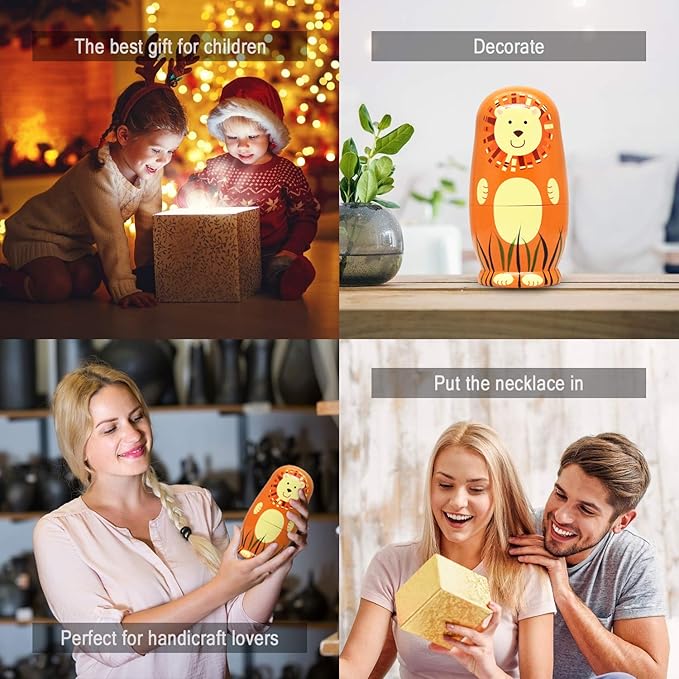 Tphon Russian Nesting Dolls Wooden Matryoshka Dolls for Kids Handmade Cute Cartoon Animals Pattern Nesting Doll Toy Stacking Doll Set of 5