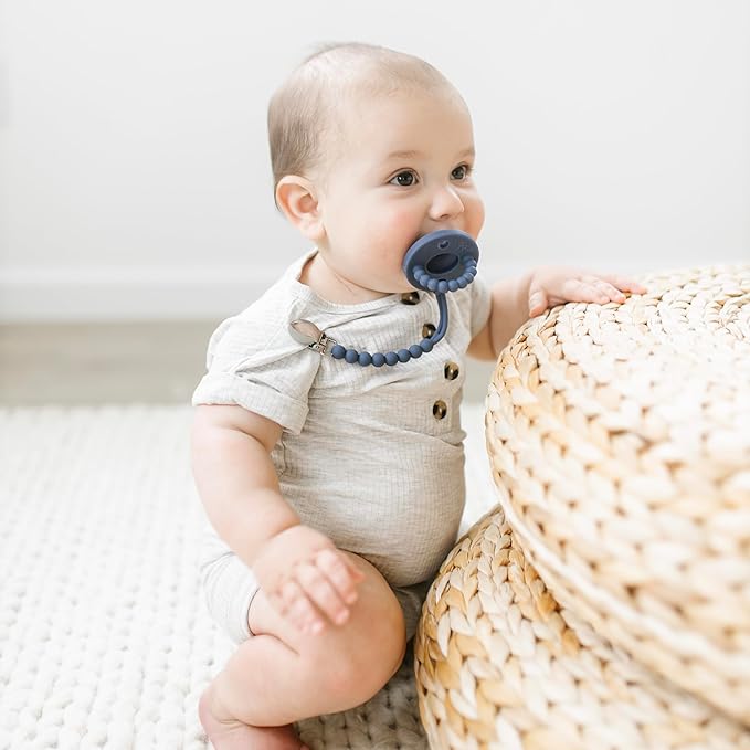 Ryan & Rose Cutie PAT All-in-One Pacifier and Teether Massaging Teething Ring and Hideaway Binky for Growing Babies (Prep (3 Pack), Flat)