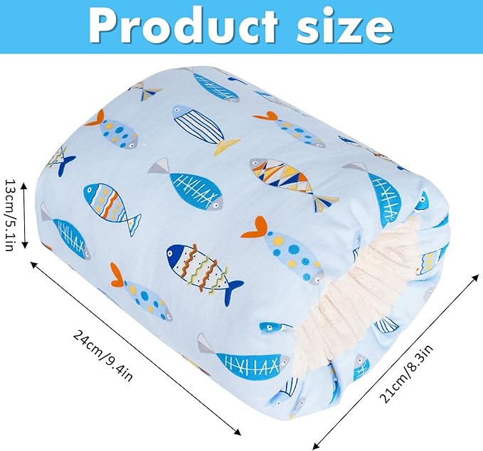 Nursing Arm Pillows for Breastfeeding,Baby Feeding Arm Pillow Portable and Washable for Travel, Soft Cotton Ergonomic Bottle Nursing Essentials（Colorful Little Fish）