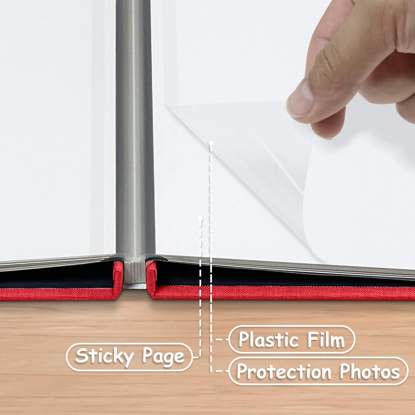 Large Photo Album Self Adhesive Scrapbook Album for 4×6 8×10 Pictures DIY Magnetic Linen Cover Album 40 Pages for Family Wedding Gifts with Metal Pen and Plastic Board