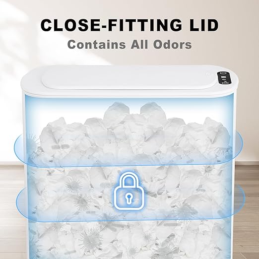 Cesun Motion Sensor Trash Can, 5 Gallon Automatic Bathroom Garbage Can with Lid, Touchless Smart Plastic Slim Wastebasket for Bathroom, Office, rv, Bedroom, Living Room, White