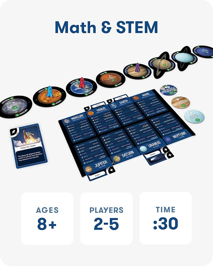 SimplyFun Planet Voyagers - Astronomy Children’s Game - Helps Teach Reading & Science Skills - 3rd to 5th Grade Level - 2-5 Players, for Ages 8 & Up