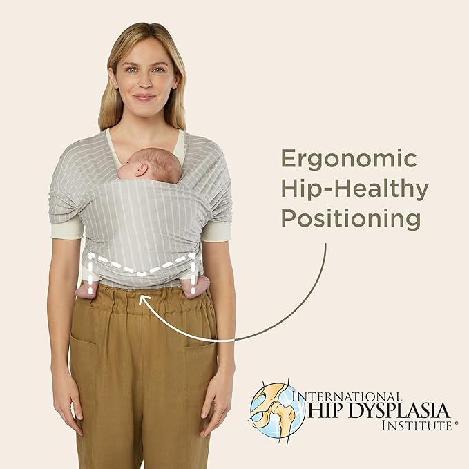 Ergobaby Sustainable Knit Aura Baby Carrier Wrap for Newborn to Toddler (8-25 lbs) - Comfortable, Ergonomic, & Ultra-Soft Newborn Wrap Carrier - One Size Fits Most - Rayon, Olive Diamond