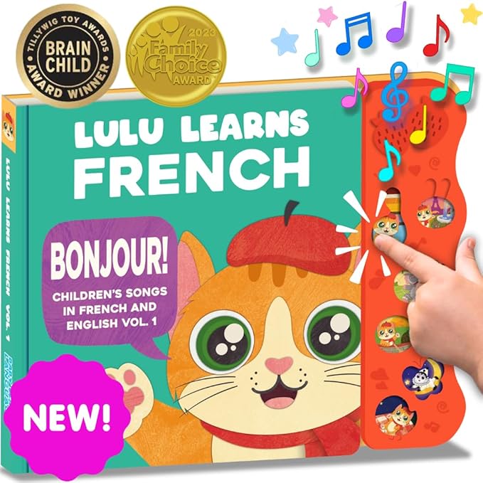 Bundle Deal - Musical Baby Book in French, French Baby Toys & Bilingual Toys, Interactive Books for Toddlers 1-3, Kids, Children, Girls, Boys & Babies