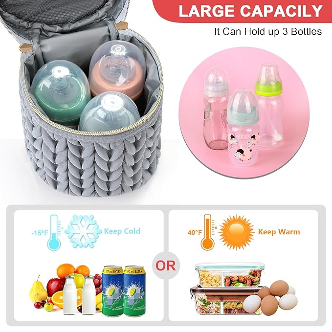 Accmor Breastmilk Cooler Bag, Insulated Baby Bottle Cooler Tote Bags for Nursing Mom Daycare