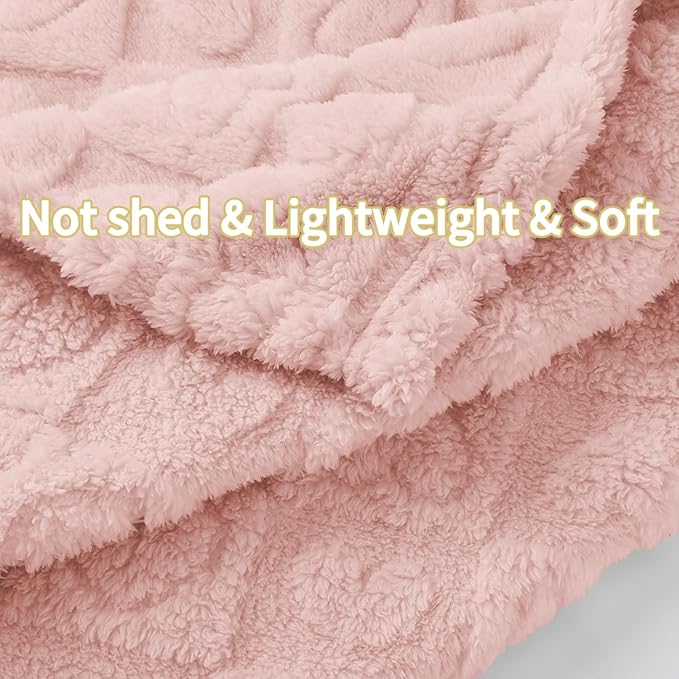 4 Pcs Baby Blankets,Fleece Heart Checkered Blanket, Fluffy Crib Blankets for Girls, Toddler Newborn Receiving Blankets 30×40 Light Pink