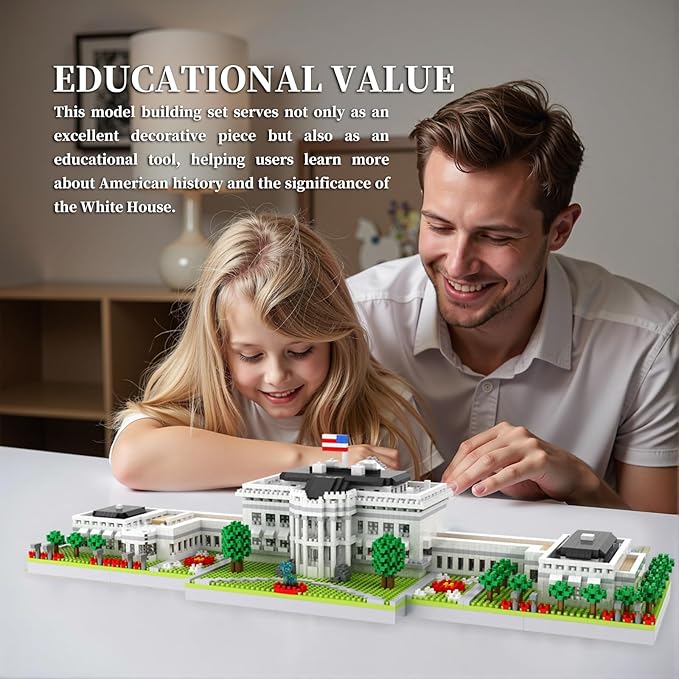 White House Micro Mini Building Blocks Sets Washington DC Architecture Building Kits Famous Landmark Model Toys Gift for Adults Kids Teens 3000 PCS