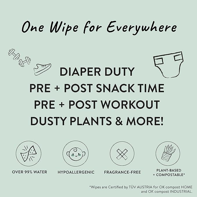 The Honest Company Clean Conscious Multi-Use Wipes, Unscented Hypoallergenic Baby Wipes for Sensitive Skin, 99% Water Plant-Based Compostable Wipes, Geo Mood, 576 Count