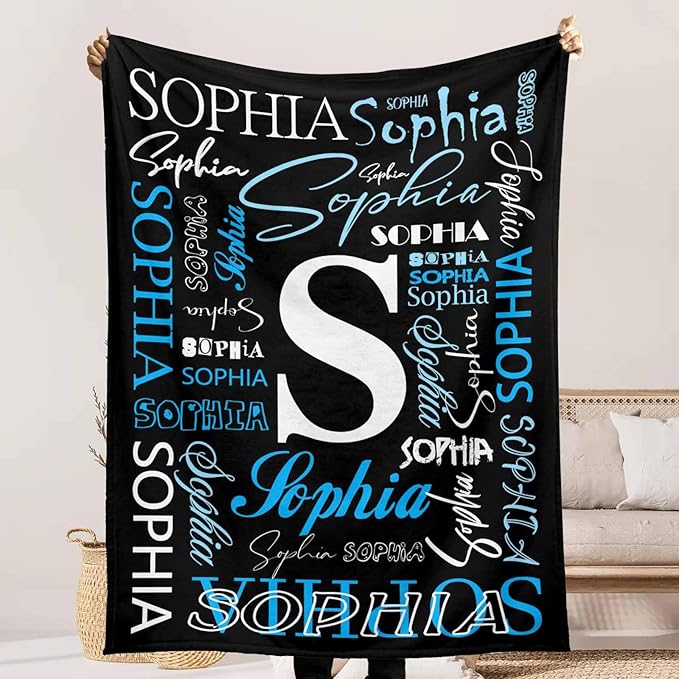 Custom Baby Blanket for Boys Girls, Personalized Kids Blanket with Name for Son Daughter, Ultra-Soft Cozy Flannel Fleece Blankets Soft Plush Receiving for Newborns, Newborn Blankets for Crib Stroller