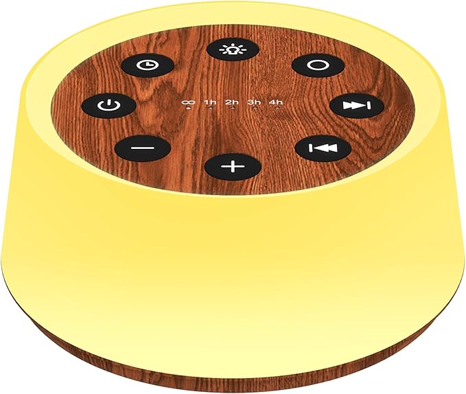 ColorsNoise Sound Machine and White Noise Machine with 30 Soothing Sounds with 12 Colors Baby Night Light with Memory Function (T-Wood)