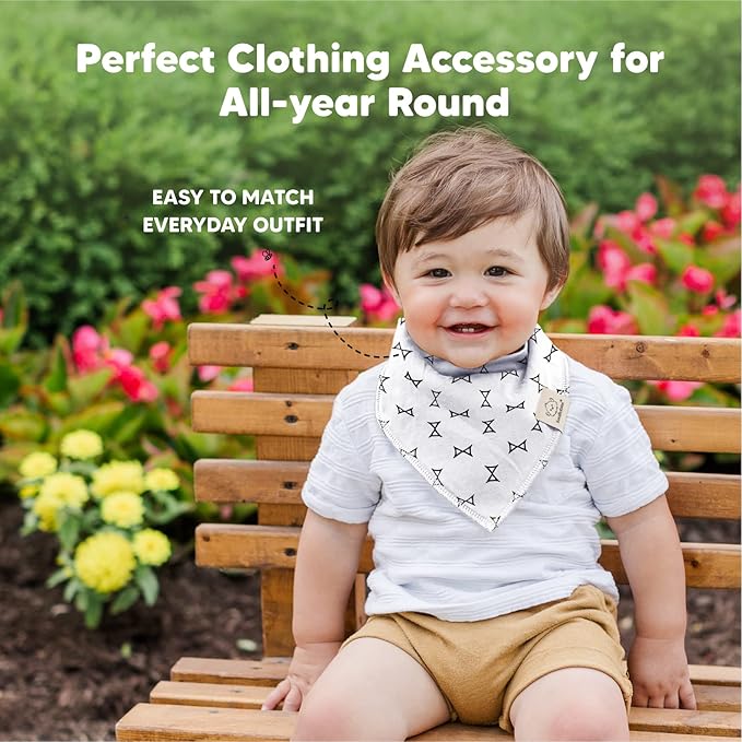 KeaBabies 10-Pack Organic Baby Bandana Bibs for Girls - Super Absorbent Triangle Baby Bibs for Drooling and Teething Infant, 100% Cotton Extra Soft for Newborn, Infant 0-36 Months (MONOS)