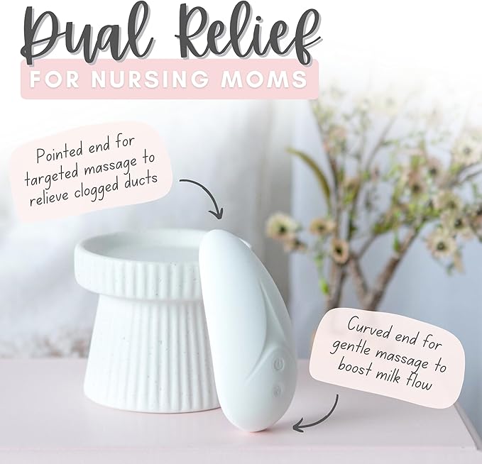 Cradle & Grace Warming Lactation Massager, Waterproof Breastfeeding Massager with 10 Intensity Levels & 2 Heat Settings, Breastfeeding Essentials to Support Milk Flow
