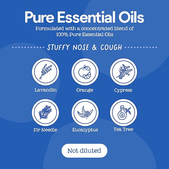 Oilogic Baby Essential Oil Vapor Drops for Diffuse & Humidifier, 2-Pack Set with Stuffy Nose & Cough + Slumber & Sleep - Baby Aromatherapy Oil is Safe for Babies, Kids & Toddlers