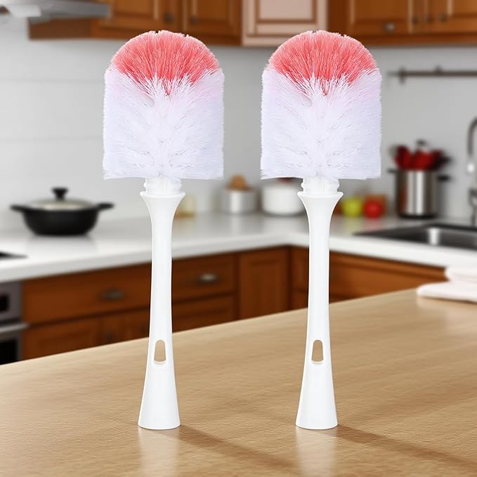 Bottle Brush Replacement Head - Compatible with OXO Bottle Brush. White and Pink (Pack of 2).