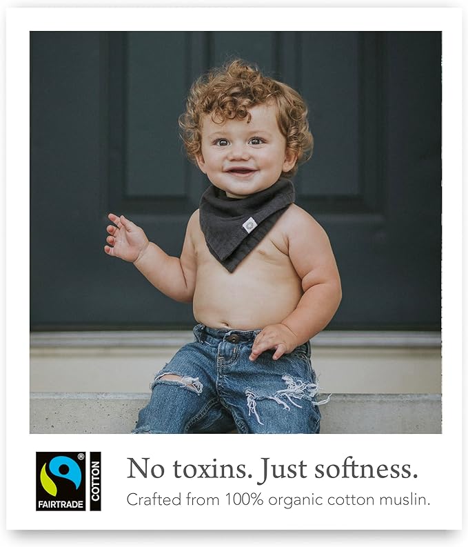 Kishu Baby Indi Organic Baby Bandana Bibs – Fairtrade 4-Way Reversible Drool Bibs for Boys & Girls – Unisex (Set of 5)